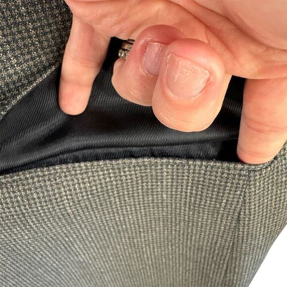 Light Academia Blazer Size 48L Oscar de la Renta Men Gray Check Classic Fit READ - Picture 10 of 13